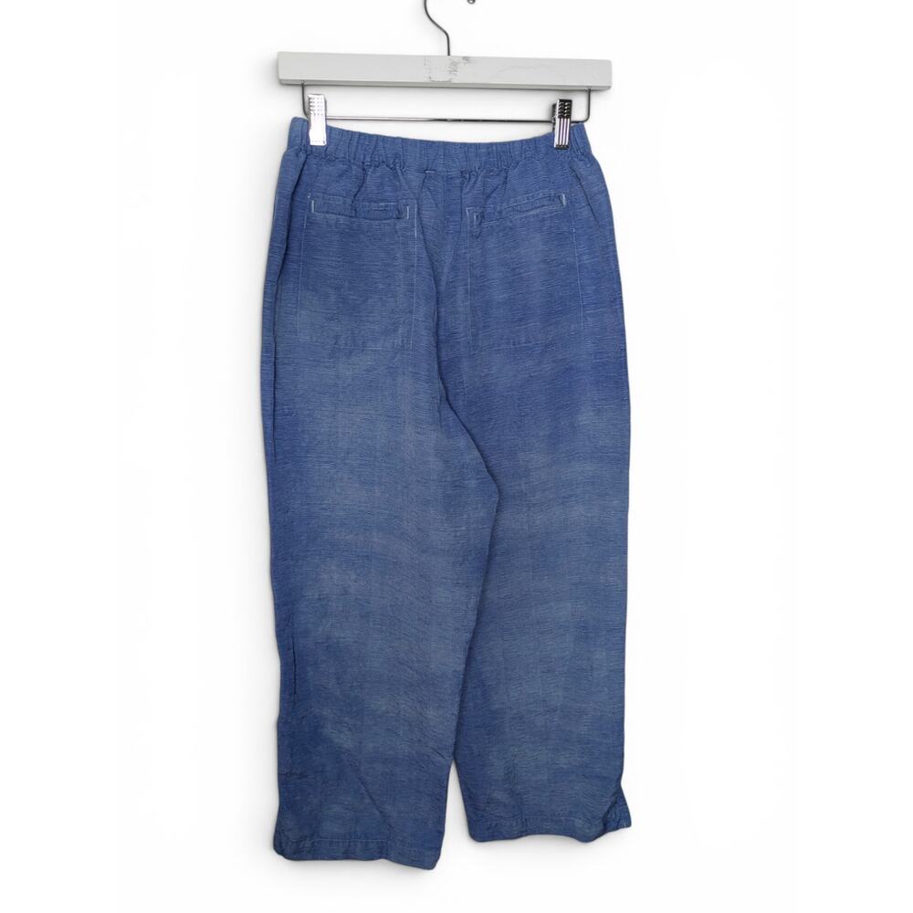 CHICO'S Silk Linen Blend Garment-Dyed Crop Pants Ocean Blue - Large (Chico's 2) - Picture 3 of 6